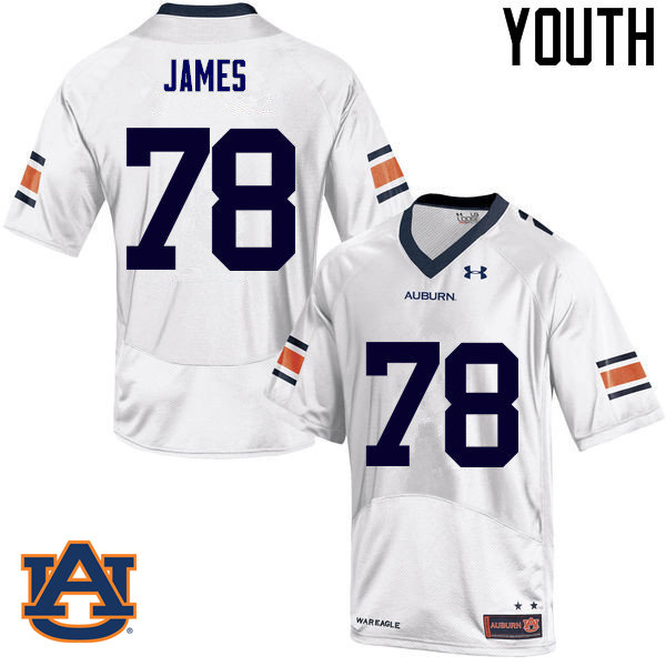 Youth Auburn Tigers #78 Darius James College Football Jerseys Sale-White